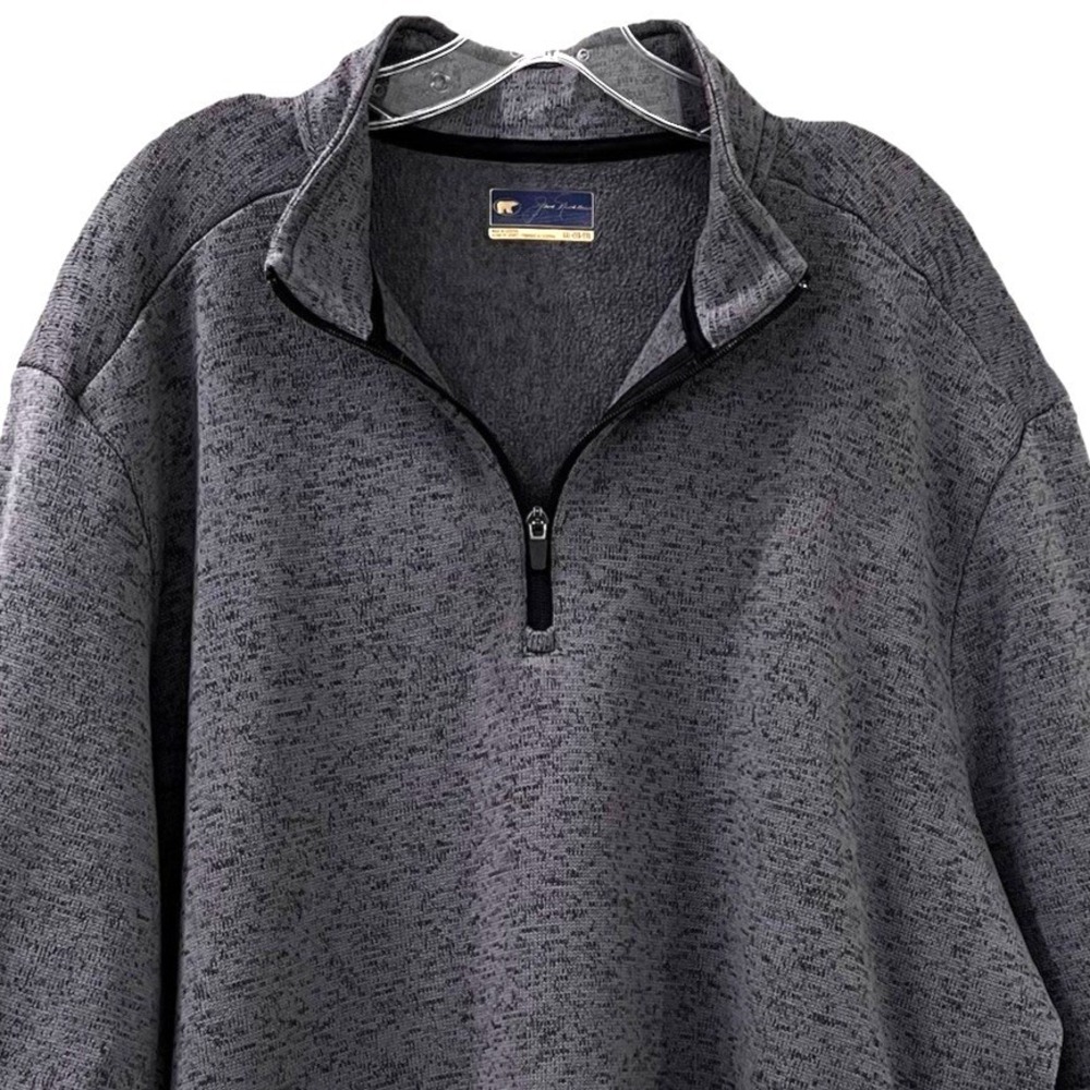 Jack Nicklaus Mens Sweater XXL Gray Black Fleece Lined Quarter Zip Pullover Golf - Picture 4 of 7